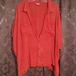 Dolman red mineral wash shirt.